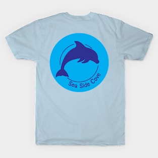 Sea Side Cove Dolphin Logo Light Blue T-Shirt